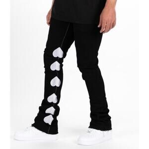 PHEELINGS - "CONNECTING SOULS" FLARE STACK DENIM-EMBROIDERY. - BLACK Size 34